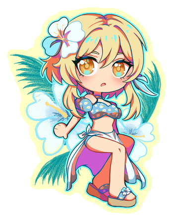 full body chibi + complex bg